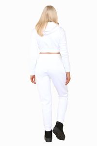 Ensemble de survêtement athleisure 2 pièces confortable pour femme : Crop top, pantalon de jogging, sweat à capuche et short – Tendance Sport & Fitness - Product Image 2
