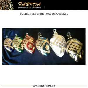 Ornements de Noël en verre soufflé à la main de luxe, design égyptien unique avec gravure en or 24 carats, décoration d'intérieur, édition limitée - Product Image 4