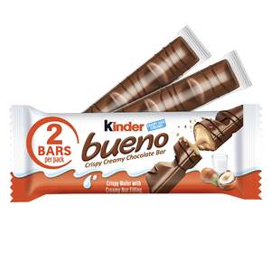 Barra de Chocolate Kinder Bueno de 43 g, Relleno Cremoso de Avellanas, Recubrimiento de Chocolate con Leche Suave, Dulce Golosina - Product Image 1