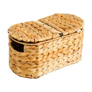 ตะกร้าผักตบชวาสานทรงรีพร้อมฝาปิดสำหรับจัดเก็บของในบ้าน - Product Image 4