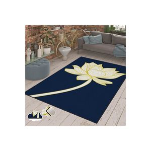Élégant tapis en viscose imprimé numérique floral bleu fait à la main tapis de couloir rectangle classique pour le salon - Product Image 2