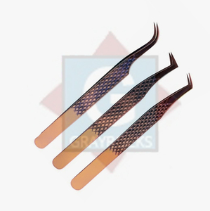Pinzas profesionales para extensión de pestañas Juego de pinzas para pestañas de belleza de etiqueta privada de acero inoxidable - Product Image 2