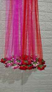 Rose Garland Wedding Decor Elegant Floral Wall Hanging with Tulle Ribbons Crystal <b>Beads</b> <b>Curtain</b> for Stage Backdrop Ceiling Decor - Product Image 4