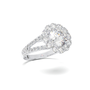 2.50 Carat E-F/VVS-VS <b>Moissanite</b> Round Cut Diamond Halo Engagement <b>Ring</b> Made in Platinum for Women - Product Image 4