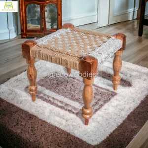 Taburete otomano de caña de bambú de mimbre Natural de buena calidad para sala de estar taburete lateral consola con incrustaciones de hueso - Product Image 2