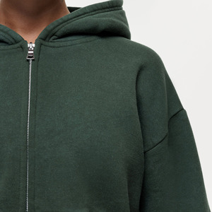 Sudaderas con capucha lavadas recortadas de alta calidad y pantalones Jogger Conjunto de 2 piezas Logotipo personalizado Chándales verdes Mujeres Zip up Hoodie Set al por mayor - Product Image 6