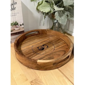 Plateaux ronds de service et d'affichage à un niveau en bois pour épices à boissons de vaisselle - Product Image 4