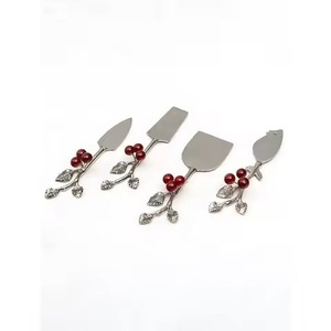 Nouveau design de forme ronde, ensemble d'outils de coupe de fromage en acier inoxydable poli miroir, poignée en résine brune - Product Image 4