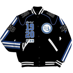 Zeta Phi Beta 1920 Bleu Blanc ZPB Vie Grecque Sororité Varsity Letterman Veste Chenille Patch Fondateurs Édition Gear - Product Image 4