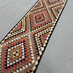 3.2x12.2 ft <b>Rug</b>, <b>Runner</b> Vintage <b>Rug</b>, Orange Kilim Bordered <b>Rug</b> - Product Image 2