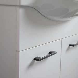 Ravenna 65cm White Export <b>Floor</b>-<b>Standing</b> Bathroom Cabinet with <b>Mirror</b> and Lamp Matt Black Details Bathroom Sets - Product Image 5