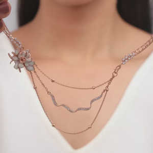 Collar de Cadena de Cuentas de Acero Inoxidable Chapado en Oro Rosa Clásico para Mujer, para Ocasiones Especiales - Product Image 4