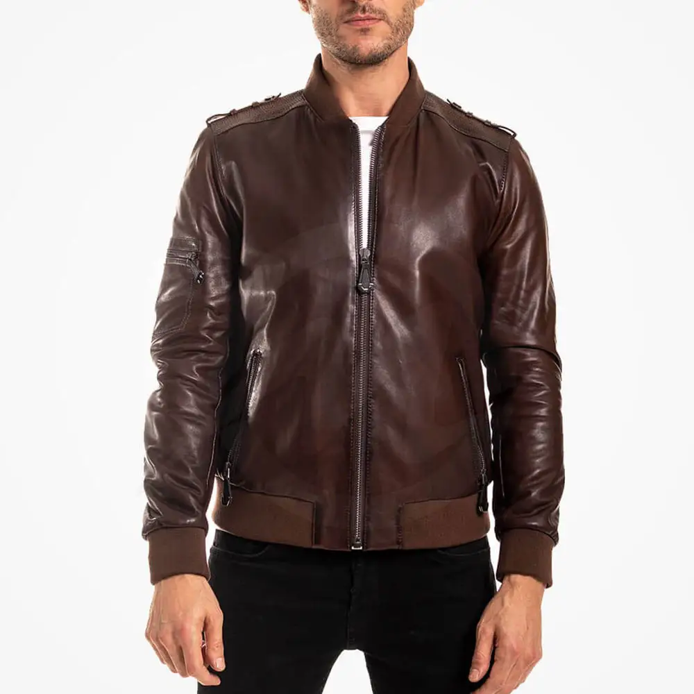 New Model Men's Leather Jackets Casual Fashion Plain Jacket Wholesale Price Leather Bomber Jacket