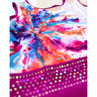 Maillot de Gimnasia con Pedrería para Niñas, Estampado Sublimado, Sin Mangas, Traje de Actuación, Ropa Deportiva Elástica