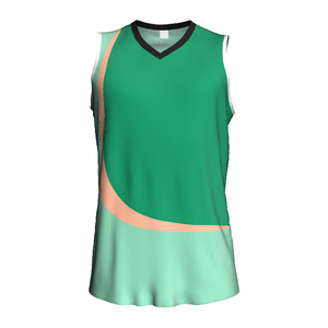 Custom Color Blocked Basketball Jersey Sleeveless V-neck Moisture Wicking Adult Sport Apparel Sublimated Print - Product Image 1
