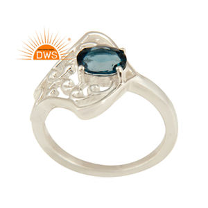 Nouvellement conception en argent Sterling naturel londres bleu topaze pierres précieuses bague empilable bijoux personnalisés pour les femmes cadeau pour elle - Product Image 1