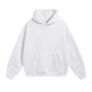 Sweat à capuche en molleton personnalisé, 400 g/m², blanc, surdimensionné, épaules tombantes, imprimé en relief, style streetwear - Product Image 4
