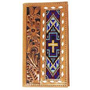 Cartera Larga Estilo Bohemio Hecha a Mano, Estilo Vintage Occidental, Cuero Genuino con Acabado Artesanal, Cierre de Cremallera Resistente, para Uso Diario - Product Image 2