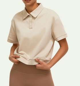 Hot Sale New Model Casual <b>Crop</b> <b>Polo</b> <b>Shirts</b> for Women High Quality 100% Cotton Women's <b>Crop</b> <b>POLO</b> <b>Shirt</b> Custom logo - Product Image 2