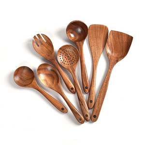 Solid wood turner flipper heat resistant wooden spatula <b>kitchen</b> <b>accessory</b> natural cooking tool - Product Image 1