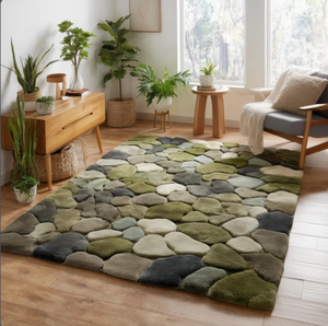 พรมหินมอสส์เนื้อนุ่ม3D เนื้อนุ่มพรมปูพื้นลายหินธรรมชาติที่ได้แรงบันดาลใจจากธรรมชาติพรมปูพื้นหินกรวด3D ห้องนั่งเล่นและห้องนอน - Product Image 4
