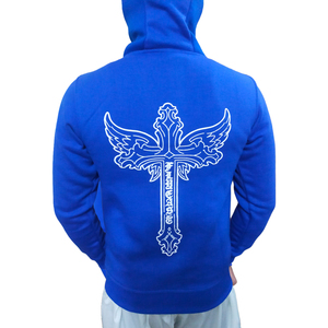 เสื้อฮู้ดดี้ผู้ชายแบบซิปเต็มตัว ผ้าฝ้าย 100% พิมพ์ลายโลโก้ด้านหน้า ผ้าหนาสีน้ำเงิน คุณภาพสูง พิมพ์ลายดิจิตอล 3 มิติ สำหรับฤดูหนาว - Product Image 2