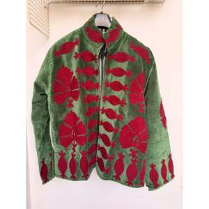 Noor Velvet Embroidered Reversible <b>Jacket</b> Quilted Varsity Style Soft Cotton for Spring Autumn Short Suede Outerwear Nylon - Product Image 2