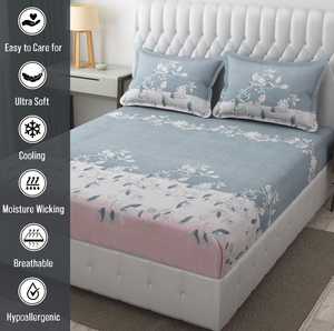 Ensemble de draps de lit 3 pièces en coton de qualité élégante Impression florale solide Style classique Confortable et idéal pour les cadeaux - Product Image 5