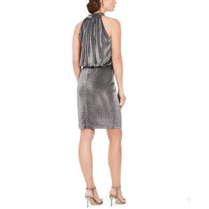 Abito da Cocktail in Raso da Donna Vince Camuto Argento Taglia 10 Silhouette a Tubino con Stampa 3D Ricamata per Feste di Lavoro - Product Image 2