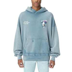 เสื้อฮู้ดขนเป็ดไซส์ใหญ่พิเศษปักโลโก้ได้ตามต้องการ100% ผ้าฝ้ายฟอกสีสไตล์สตรีทแบบสวมหัว - Product Image 1