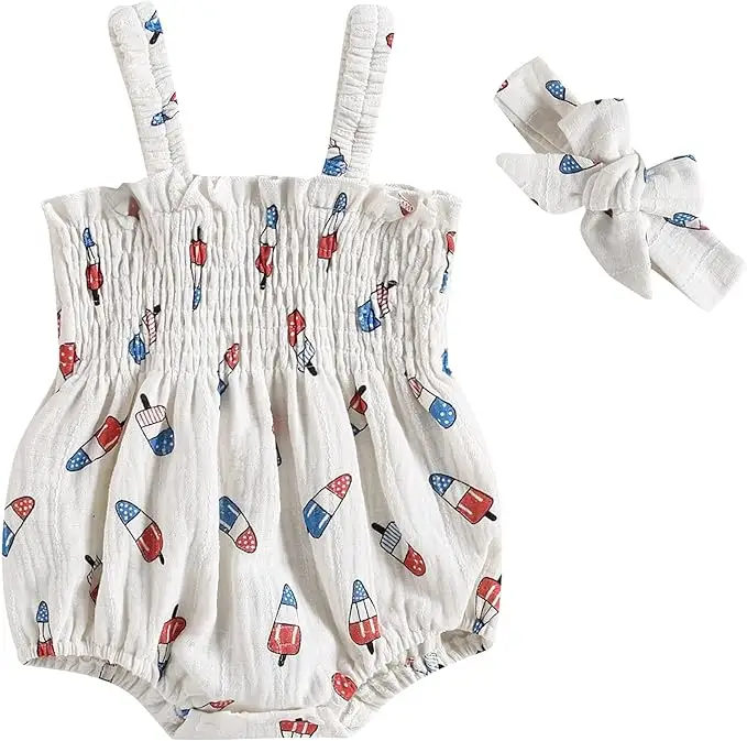 Smocked abbigliamento per bambini gelato bianco tute a bolle tute body abbigliamento per bambini di alta qualità con ricamo K