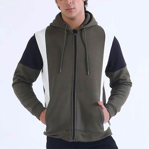 Sweat à capuche zippé pour homme, manches longues, vêtements décontractés d'hiver avec fermeture éclair, prix raisonnable, basiques en coton mélangé - Product Image 4