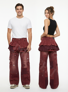 Pantalones Vaqueros Cargo Unisex de Estilo Vintage, Pierna Ancha, Estilo Urbano, Multibolsillos, Utilitarios, Casuales, de Moda, para Trabajo, Venta al por Mayor - Product Image 4