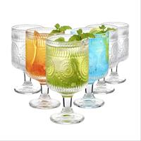Verres à vin en forme de ballon à fleurs en relief soufflés à la main vintage 8 oz transparents pour thé glacé vin bière jus cocktail whisky