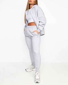 women tracksuits custom <b>blank</b> two piece sets heavy <b>weight</b> fleece hoodies set high waist sweatpants set casual warm activewear - Product Image 4