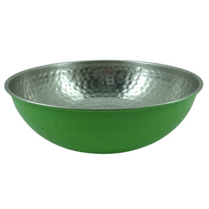 Nouveauté Lot de 2 bols de service ronds en métal nickelé de couleur verte, bol à fruits de taille moyenne pour la décoration de la cuisine, grossiste - Product Image 1