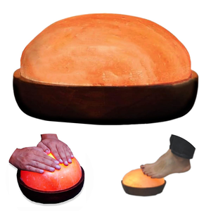 Herramienta de terapia de pies de estilo religioso de cúpula de sal de roca del Himalaya ecológica hecha a mano de primera calidad con enchufe incluido artesanías naturales - Product Image 1