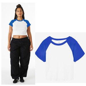 Camisetas de Manga Raglán con Apliques 3D para Mujer, Primavera-Verano, Cuello Redondo, Estilo Y2K, Lindas para Salir, Camisetas Cortas - Product Image 1