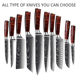 Venta al por mayor personalizado de calidad superior OEM ODM cuchillo de Chef japonés Damasco patrón láser cuchillo de Chef de cocina con mango de resina - Product Image 4
