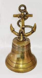 Solid Brass <b>Ship</b> <b>Bell</b> Handmade Nautical <b>Bell</b> Home Decor Rustic Vintage Gold Color Home Decor Gifts for Home Hotel - Product Image 3