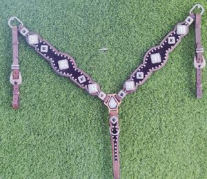 Juegos de tachuelas Western Headstalls con ajuste personalizado con nombre de marca personalizado Western Saddle Headstall Horse Tack Antique Engrave - Product Image 6