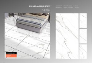 Azulejos de color blanco con venas grises Serie Statuario Azulejos de porcelana de 600x1200mm Proveedor indio de acabado brillante Interior elegante - Product Image 5