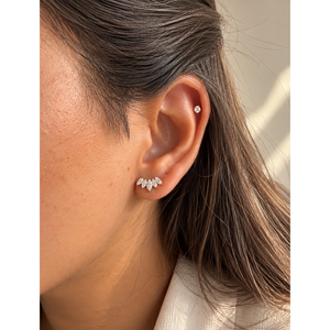 Marquise Cut Diamond Wing <b>Climber</b> Stud <b>Earrings</b> - Product Image 2