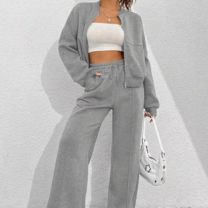 Top Tendance Design Zipper Survêtements Haute Qualité Respirant Survêtements Personnalisé Décontracté en Gros 2 Pièces Ensemble - Product Image 1