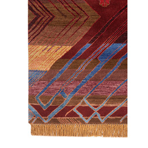 Tapis Manchaha bleu noué à la main en laine et soie de bambou, grand format, style classique, motif abstrait pour la maison, le salon, le couloir - Les-2799 - Product Image 4