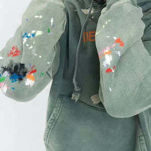 Nouveaux sweats à capuche délavés à l'acide unisexe à la mode grande taille 100% coton style décontracté avec fermeture à glissière pour l'hiver - Product Image 6