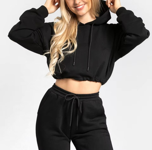High Quality Designer Custom Pullover Sweatshirt Women <b>Crop</b> Top Athletic Hoodies And <b>Trouser</b> - Product Image 5