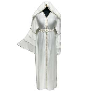 Lujo Modesto Mujeres Satén Abaya Farasha Jalabiya Vestido árabe Cintura natural con obras de piedra - Product Image 2