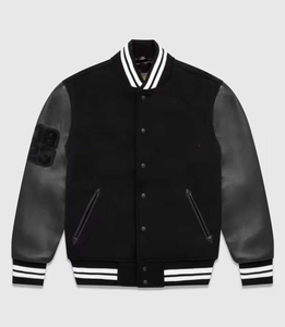 Chaqueta Varsity Letterman de alta calidad con mangas de cuero Chaqueta Varsity con logotipo personalizado para hombres - Product Image 4