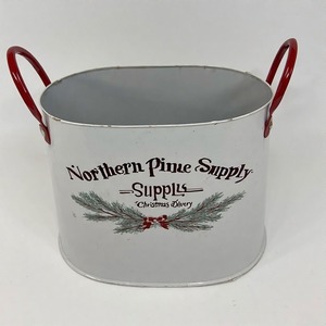 Jardinera de camino de vela de invierno en textura galvanizada para arreglos florales de jardín de Navidad Poinsettia y piñas - Product Image 6